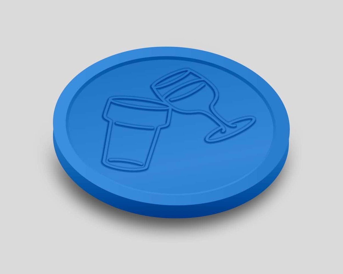 Reliëfmunten Bier en Wijn 29mm / Consumptiemunten / Betaalmunten (per 250 stuks) - BLAUW