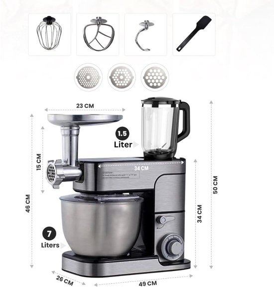 VELTRR® Keukenrobot - Keukenmixer - Deegmachine Zwaar Deeg van VELTRR — afbeelding 3