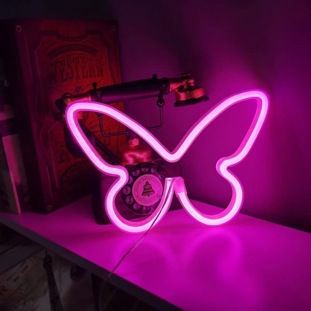 ZoeZo - Neon Wandlamp Vlinder - Roze - Butterfly - LED - Neon Verlichting - Sfeerverlichting - Led lamp - Neonlicht - Neon lamp