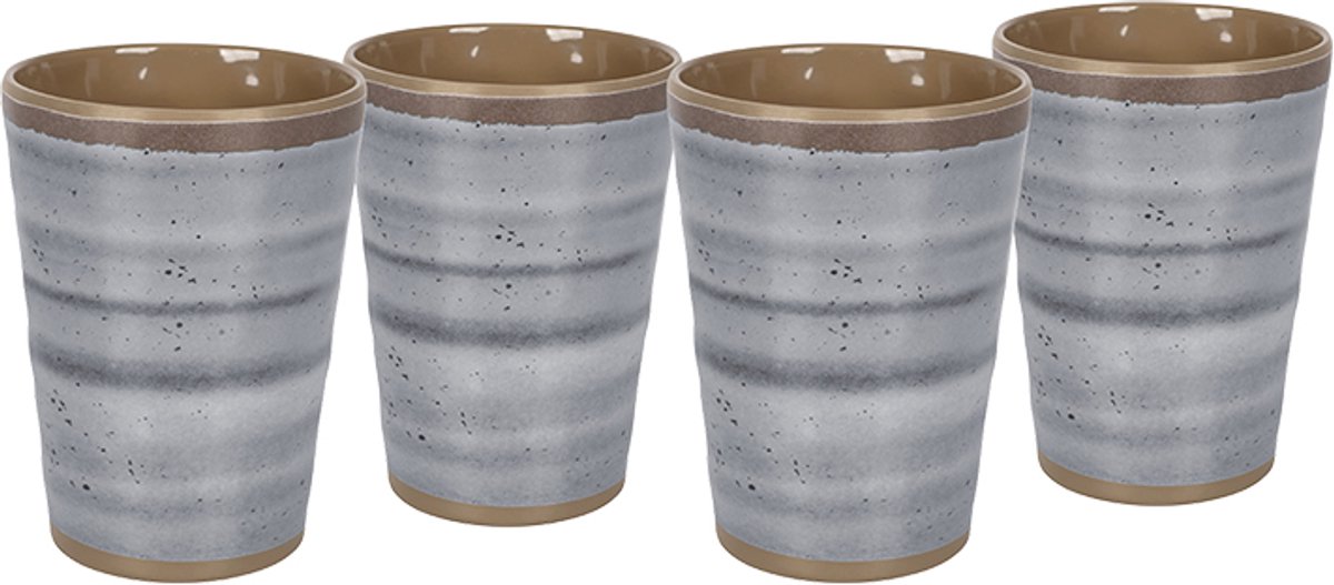 Bo-Camp - Beker - Halo - Grijs - 4 Stuks