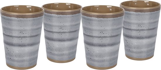 Bo-Camp - Beker - Halo - Grijs - 4 Stuks