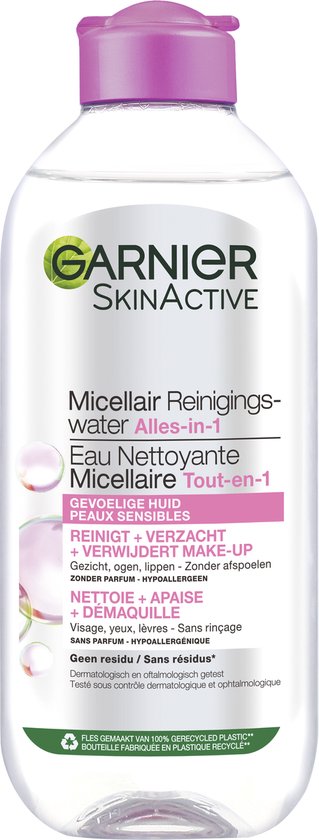 Garnier SkinActive Micellair Reinigingswater voor de Gevoelige Huid – Milde Gezichtsreiniging – Zachte Make-Up Remover - 400ml