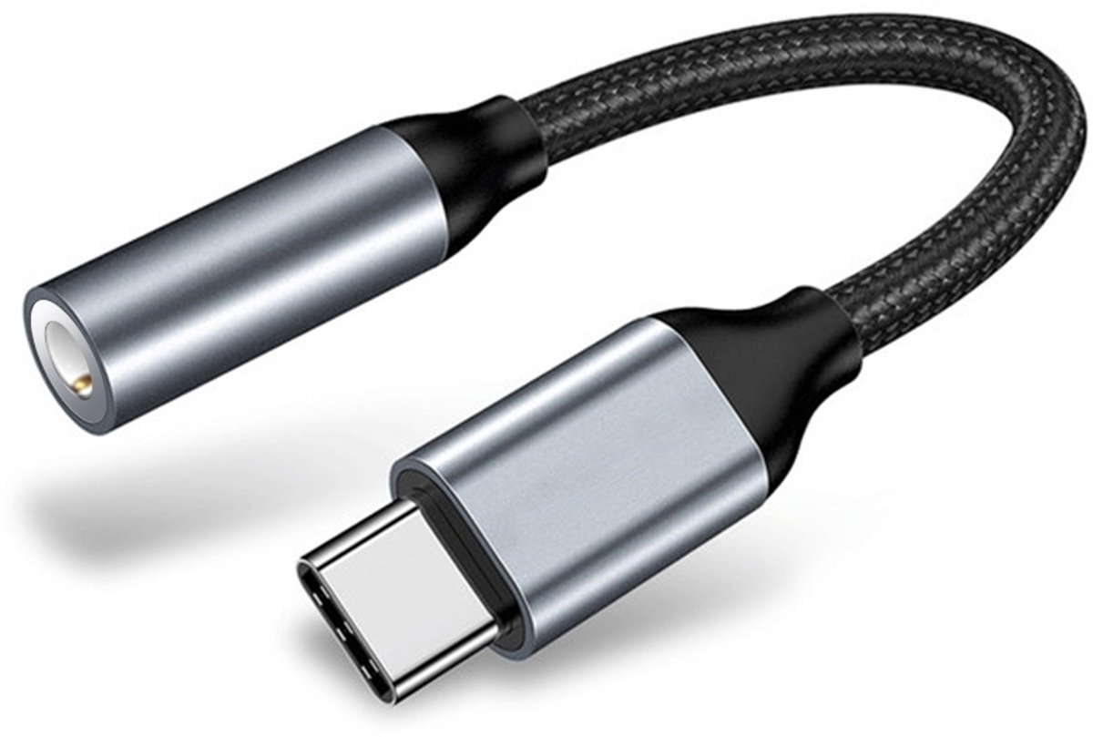 USB-C (type-c) Male naar 3.5MM jack AUX Female - koptelefoon headset adapter kabel met draad - geschikt voor o.a. telefoon en laptop - zwart