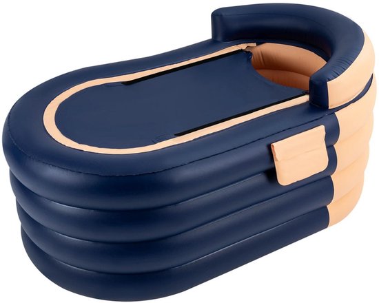 Opvouwbaar bad voor volwassenen, 160 x 84 x 64 cm, blauw, vrijstaand opblaasbaar bad voor buitendouches, kan gebruikt worden als douche, heet bad, ijsbad