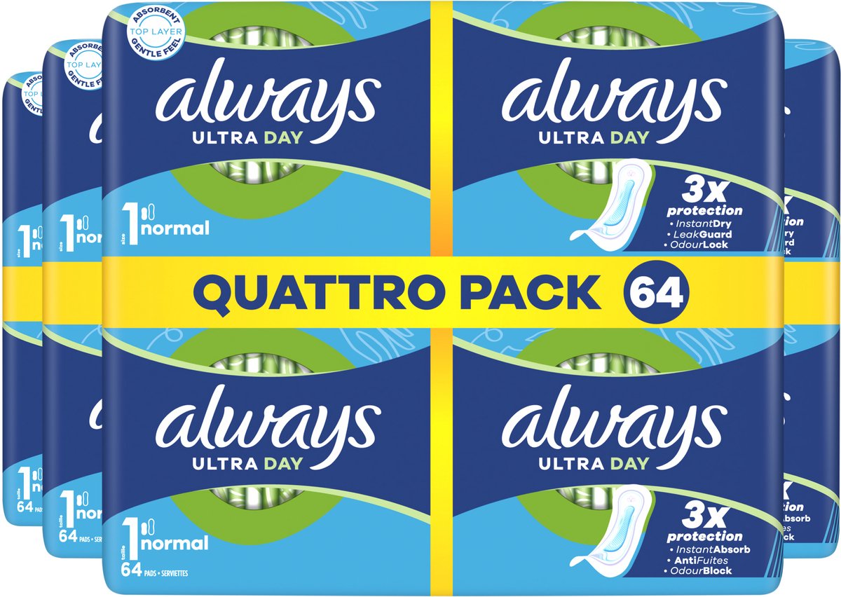 Goedkoopste Always Ultra - Maandverband - Normal (Maat 1) - Voordeelverpakking 4 x 64 stuks
