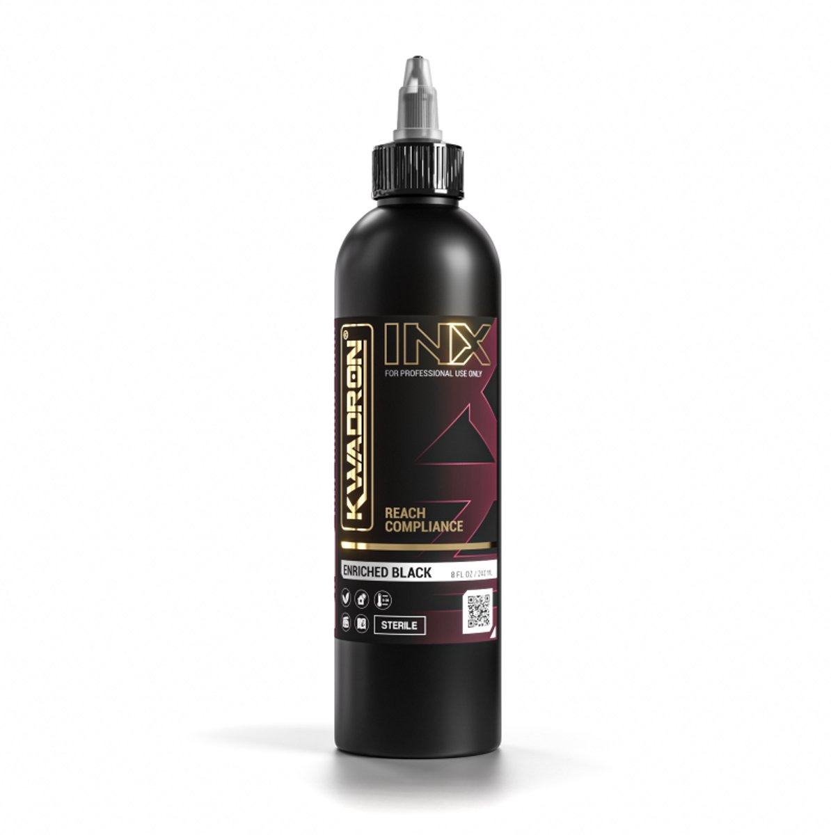 KWADRON INX ENRICHED BLACK 240ML | Artists choice | Tattoo Ink | Zwart