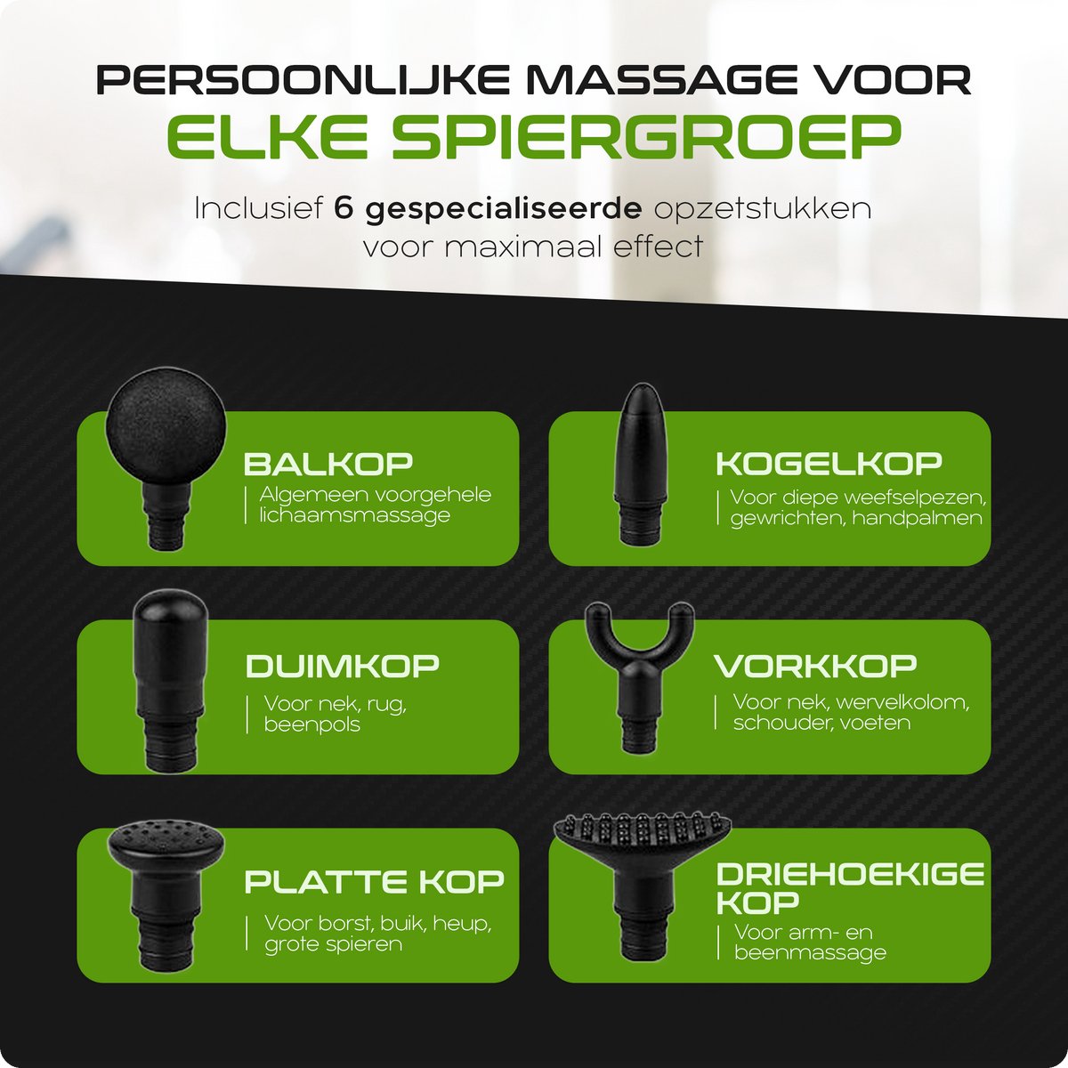Afbeelding 3 van Techpulse Massage Gun – 30 Snelheden – Stil & Draadloos – Voor Spierherstel & Ontspanning – Inclusief 6 Opzetstukken & Koffer – Massage Apparaatparaat