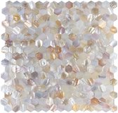 Zelfklevende Mozaïek Tegel - Afimona Mother of Pearl Hexagon Shell Tiles - Wit - 305x305x3.3mm