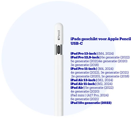 Apple Pencil USB-C - Stylus pen voor iPad - Noteren, schetsen