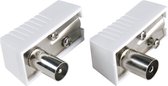 COAX TV - RADIO - VIDEO - STEKKER SET - MALE / FEMALE - HAAKS - WIT - IEC