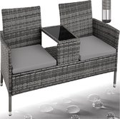Bol.com tectake® - wicker tuinbank met tafel 2-zitsbank 131 x 61 x 82 cm bank voor tuinbalkon en terras tuinbank inclusief zitku... aanbieding