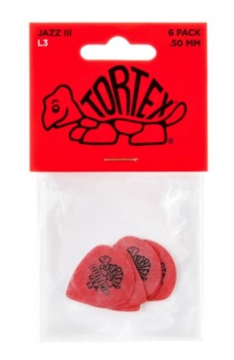 Jim Dunlop - Tortex Jazz III - Plectrum - L3 - 0.50 mm - 6-pack
