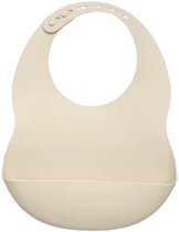 Bavoir en silicone Fiory avec bac de récupération - Bavoir Bébé - Bac de récupération - Sans BPA - Look moderne - Beige