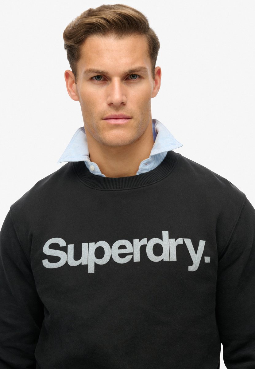 Superdry Core Logo City sweatshirt met ronde hals en losse pasvorm Heren Truien Zwart