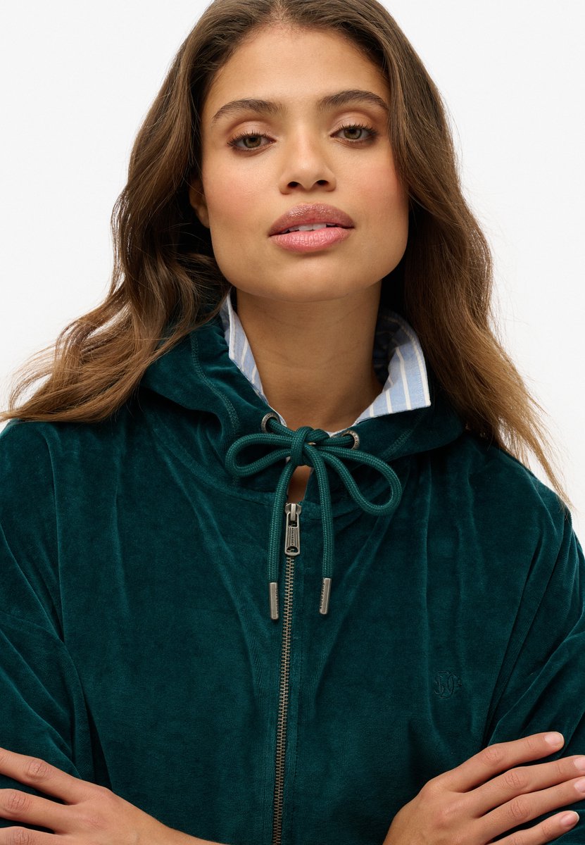 Superdry Velours hoodie met rits Dames Hoodies Groen
