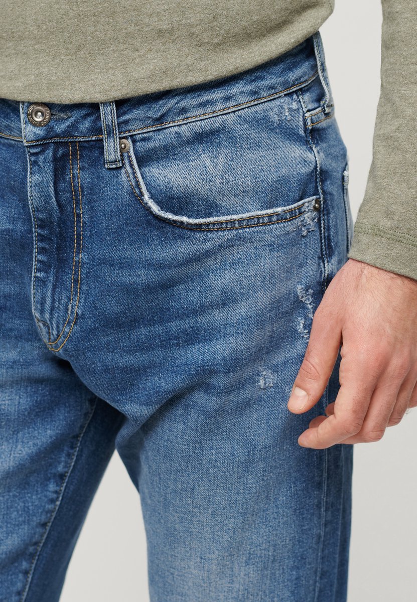 Superdry Vintage slimfit jeans van biologisch katoen met rechte pijpen Heren Jeans Blauw