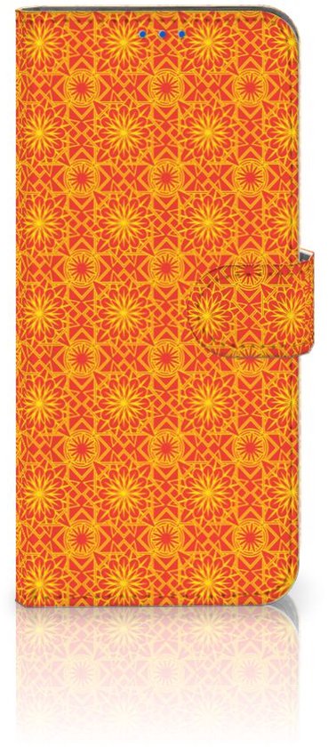 PU Premium Housse pour OPPO Reno 6 Pro+ 5G Portefeuille Batik Orange