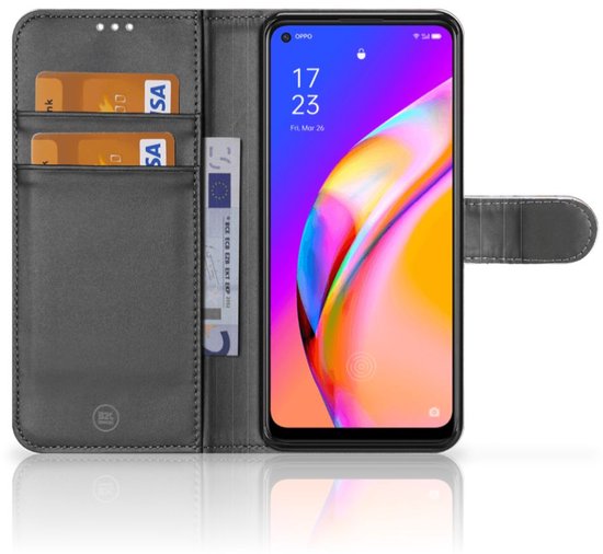 Étui pour téléphone portable OPPO Reno5 Z | Couverture de livre A94 5G Grijs marbré