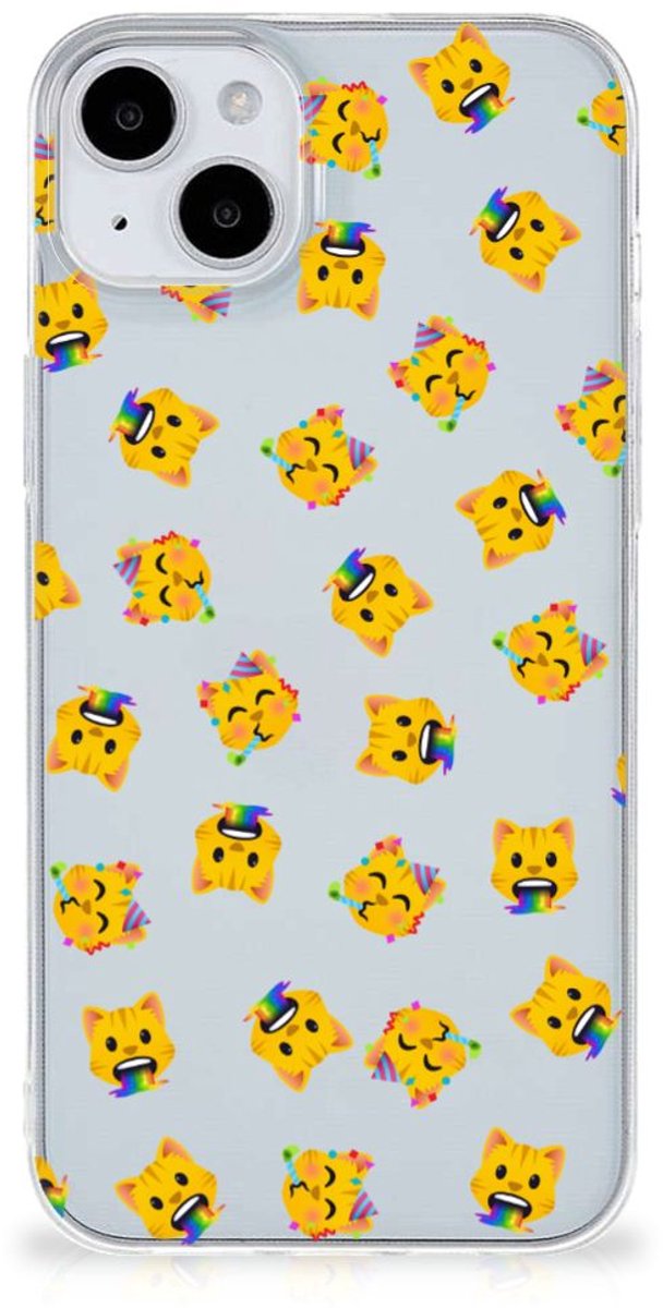 TPU bumper voor iPhone 15 Katten Emojis