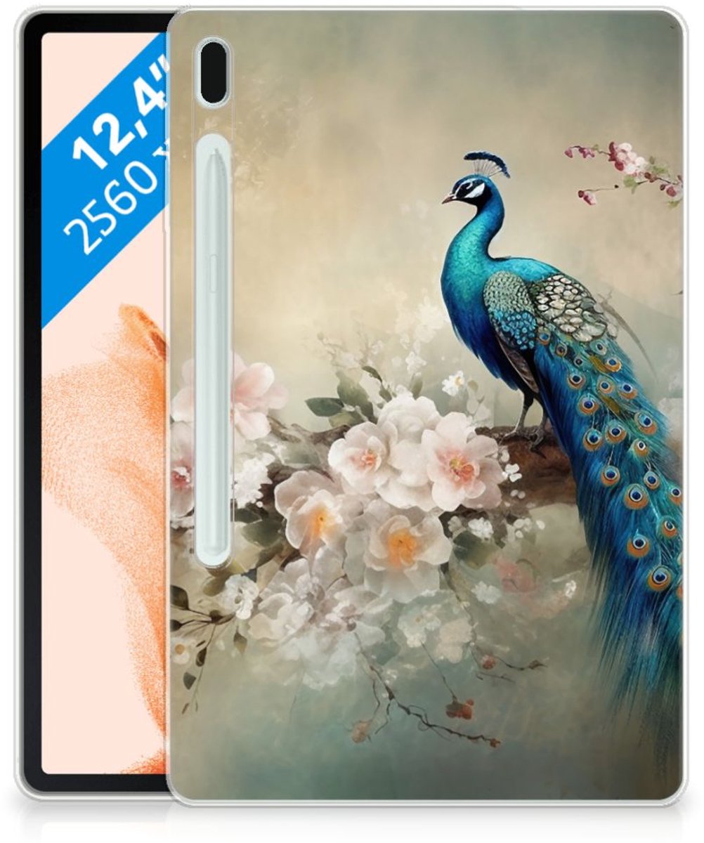 Back Case voor Samsung Galaxy Tab S7FE Vintage Pauwen