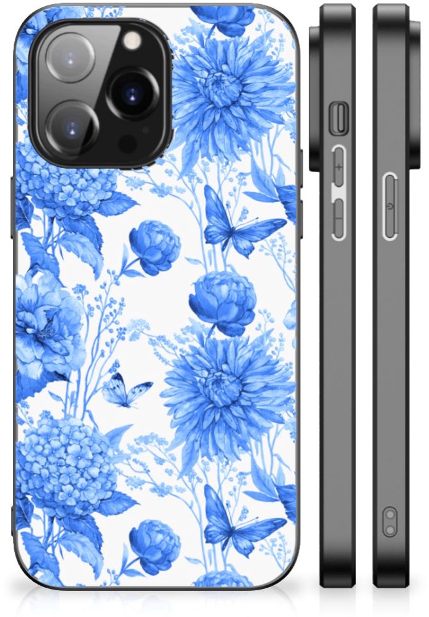 Bloemen Hoesje voor iPhone 14 Pro Max Flowers Blue