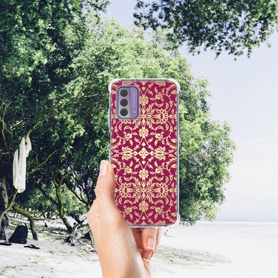 Jolie coque arrière en TPU pour Nokia G42 avec bord transparent , Pink baroque