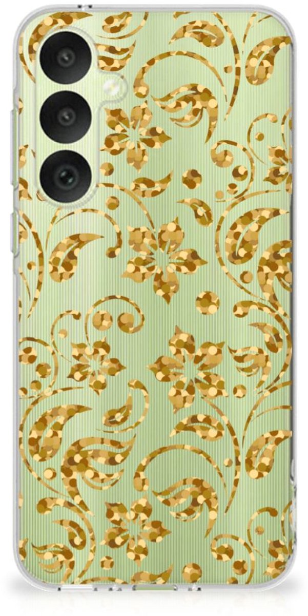 Samsung Galaxy A35 TPU Case Gouden Bloemen