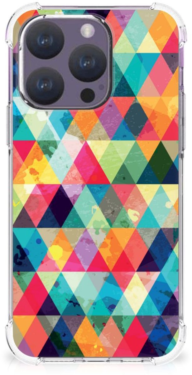 iPhone 15 Pro Doorzichtige Silicone Hoesje Geruit