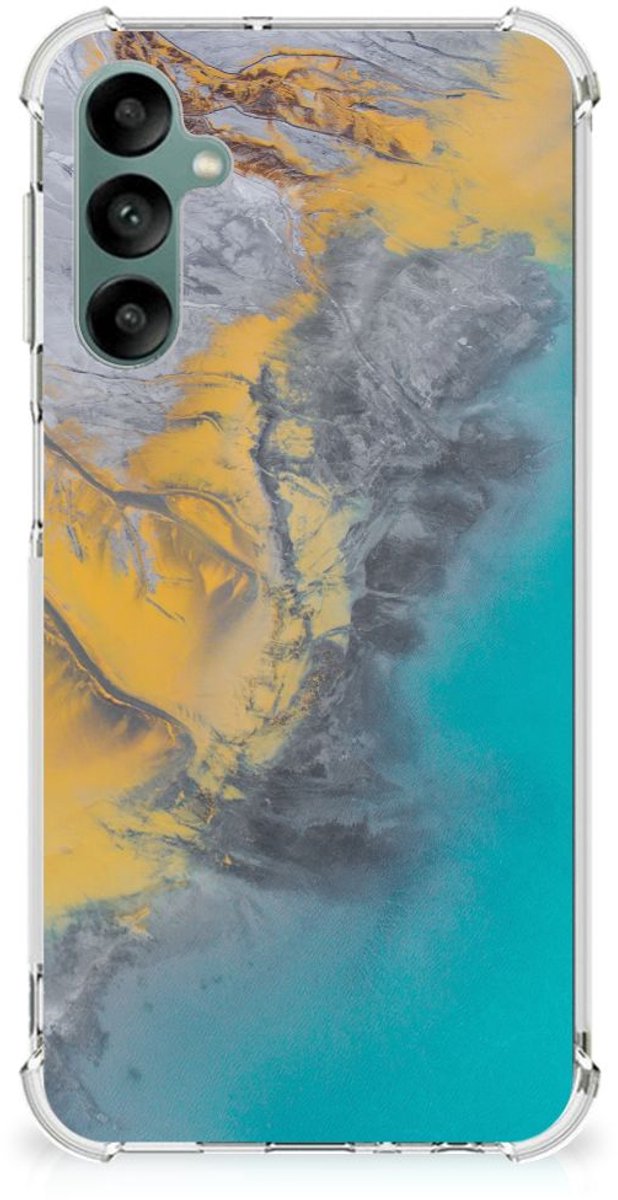 Samsung Galaxy A24 Anti-Shock Hoesje Marble Blue Gold