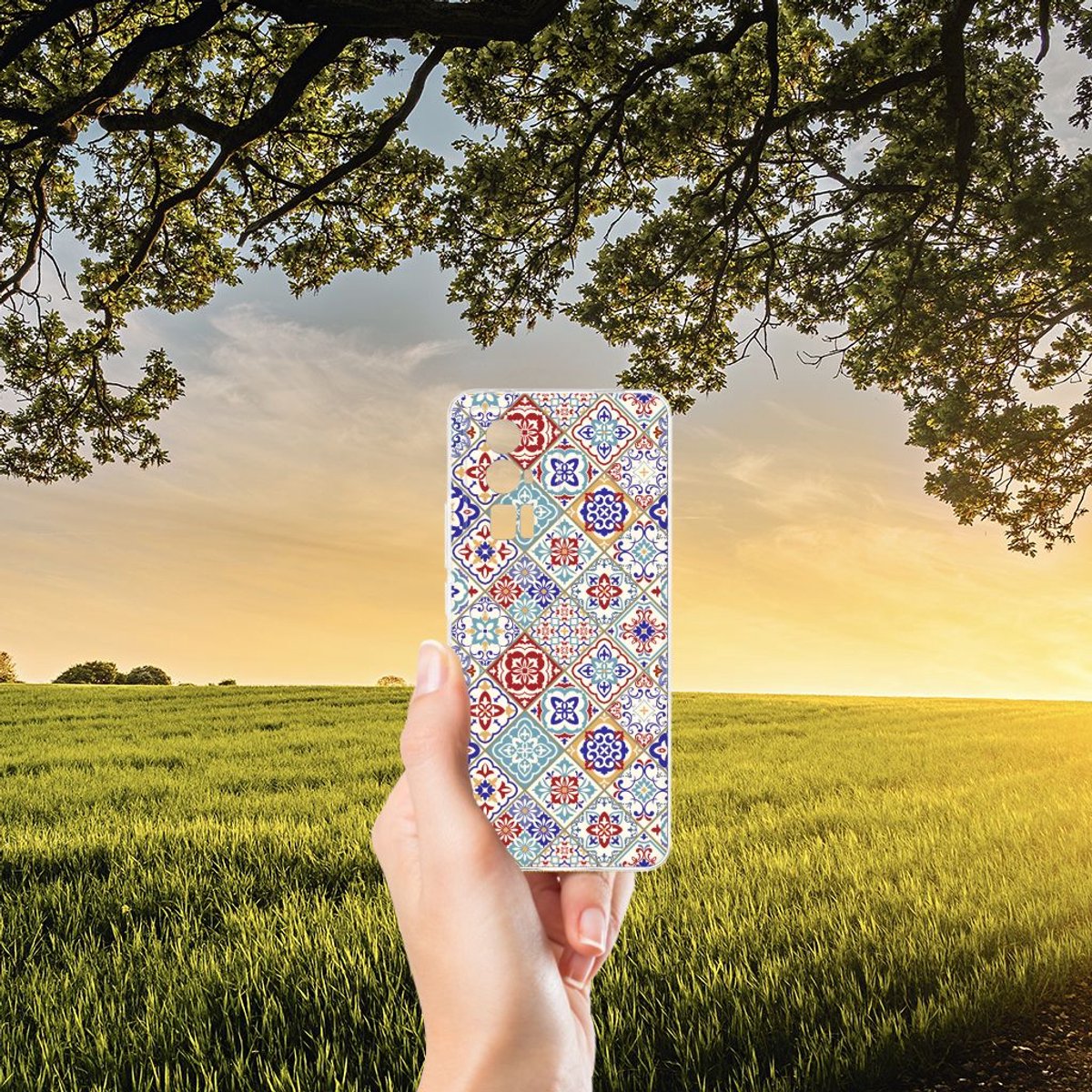 Back Cover voor Xiaomi Poco F5 Pro TPU Siliconen Hoesje Tiles Color