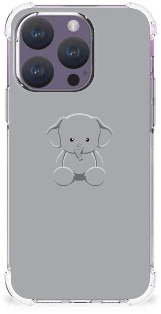 iPhone 15 Pro Stevig Bumper Hoesje Grijs Baby Olifant