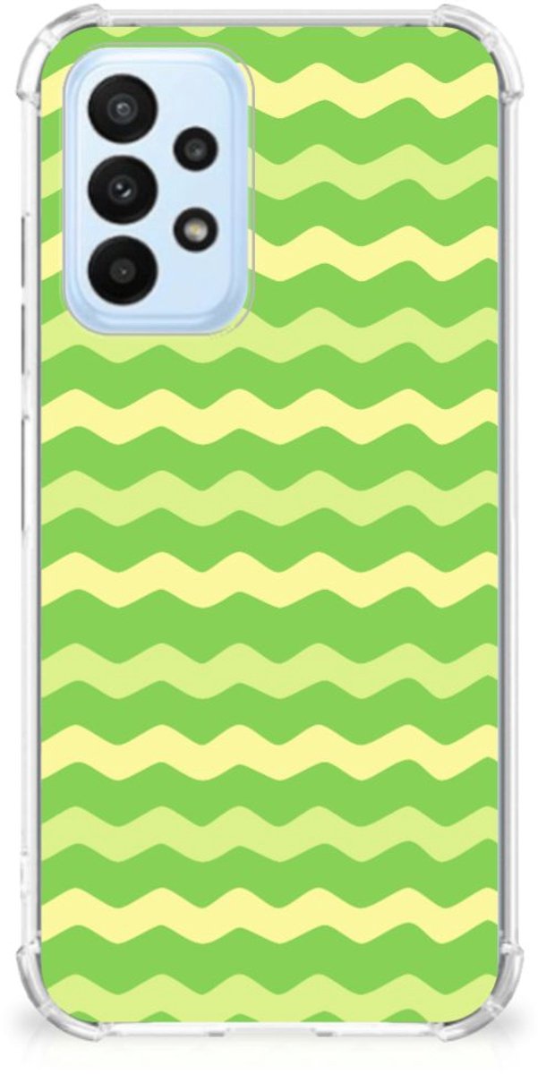 Samsung Galaxy A23 Doorzichtige Silicone Hoesje Waves Green