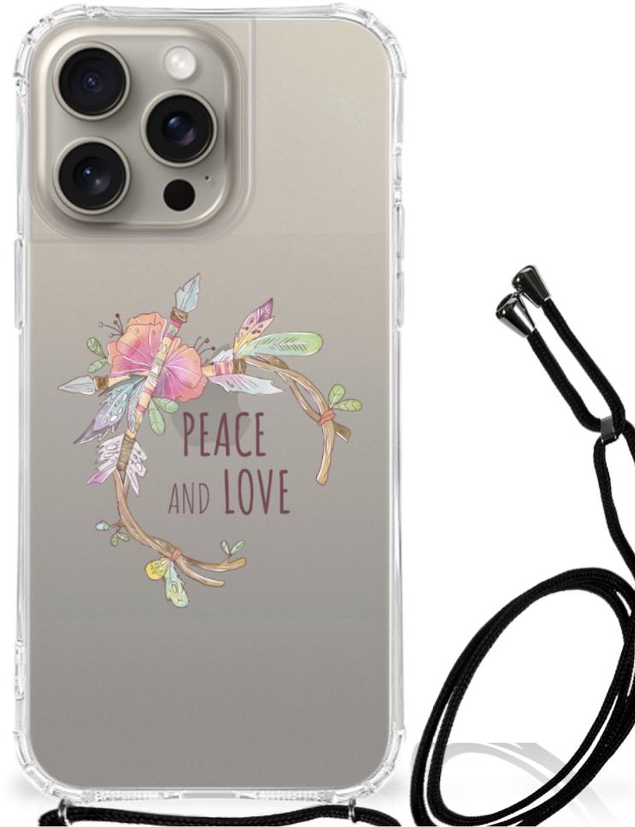 iPhone 15 Pro Max Stevig Bumper Hoesje Boho Text