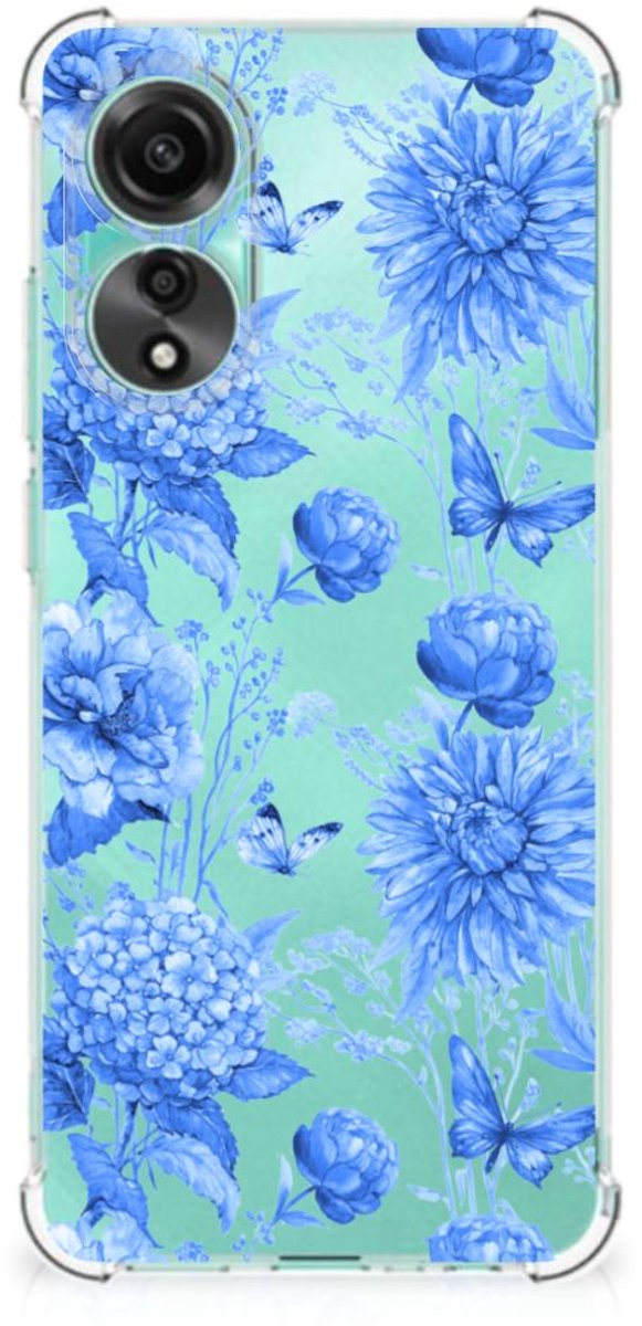 Case voor OPPO A78 4G Flowers Blue