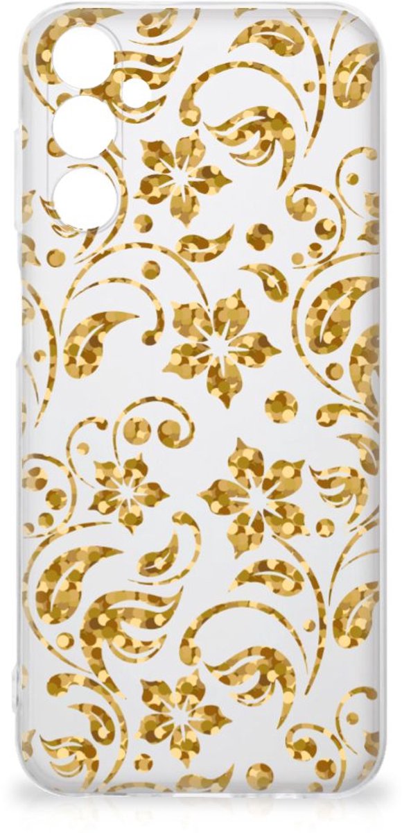 Samsung Galaxy M14 TPU Case Gouden Bloemen