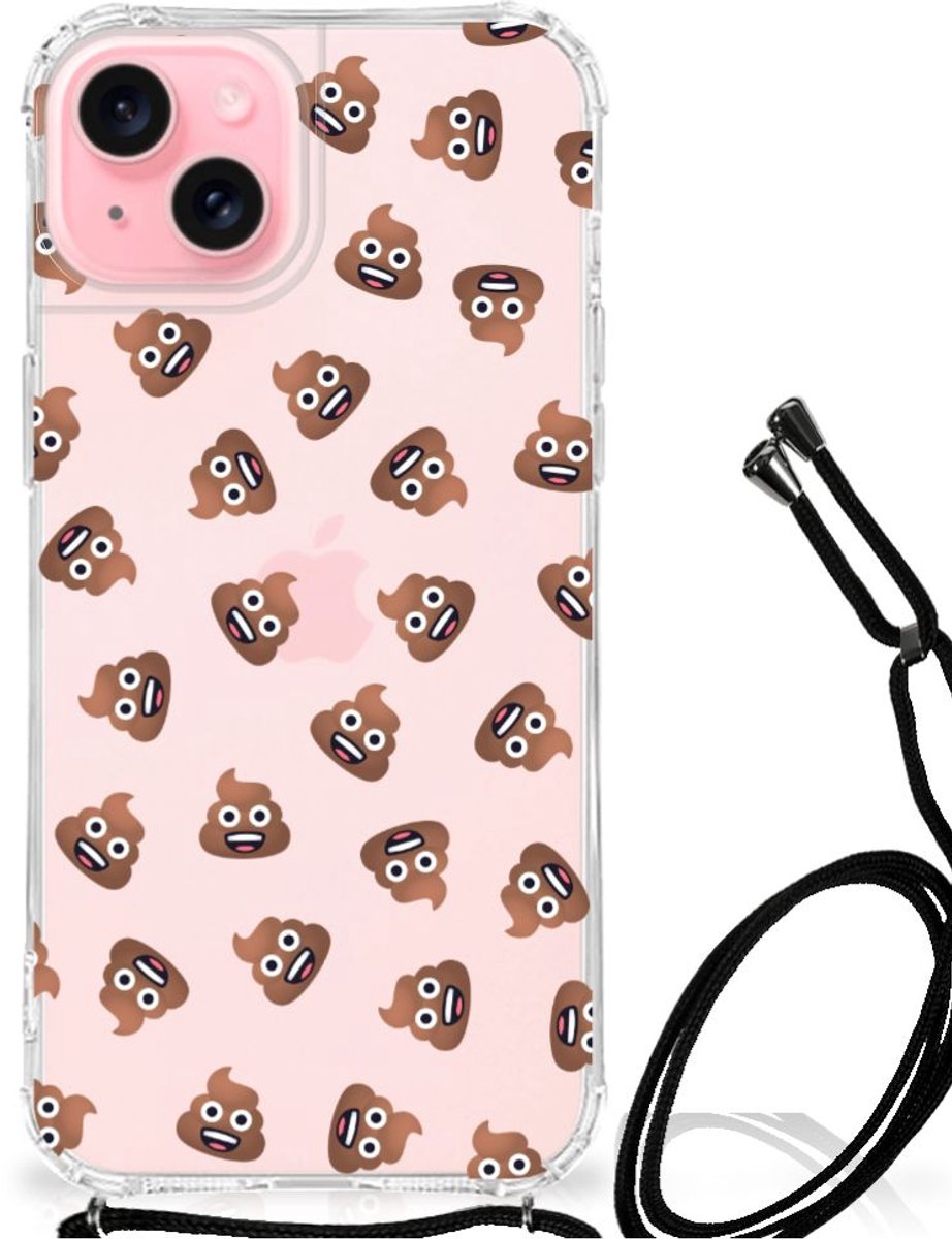 Doorzichtige Silicone Hoesje voor iPhone 15 Plus Poep Emojis