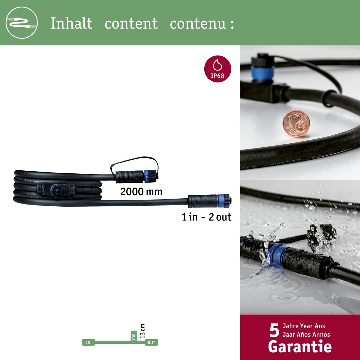 Plug&Shine Cable IP68 2m zwart