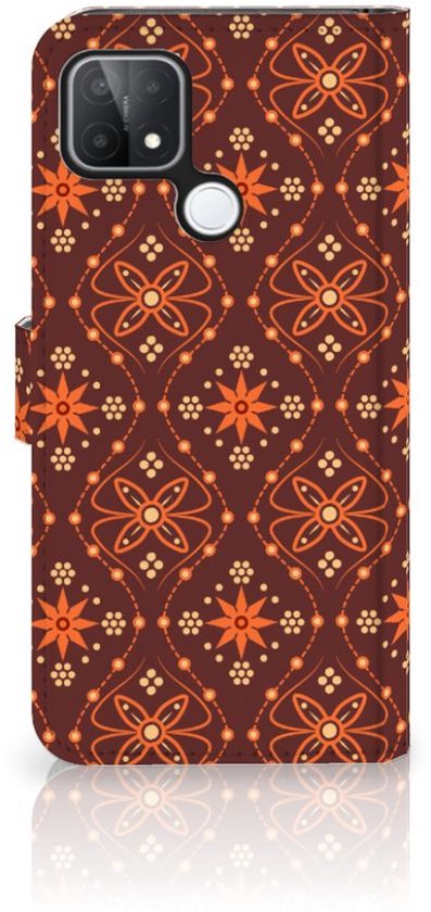 Etui pour téléphone OPPO A15 Etui portefeuille Batik Marron