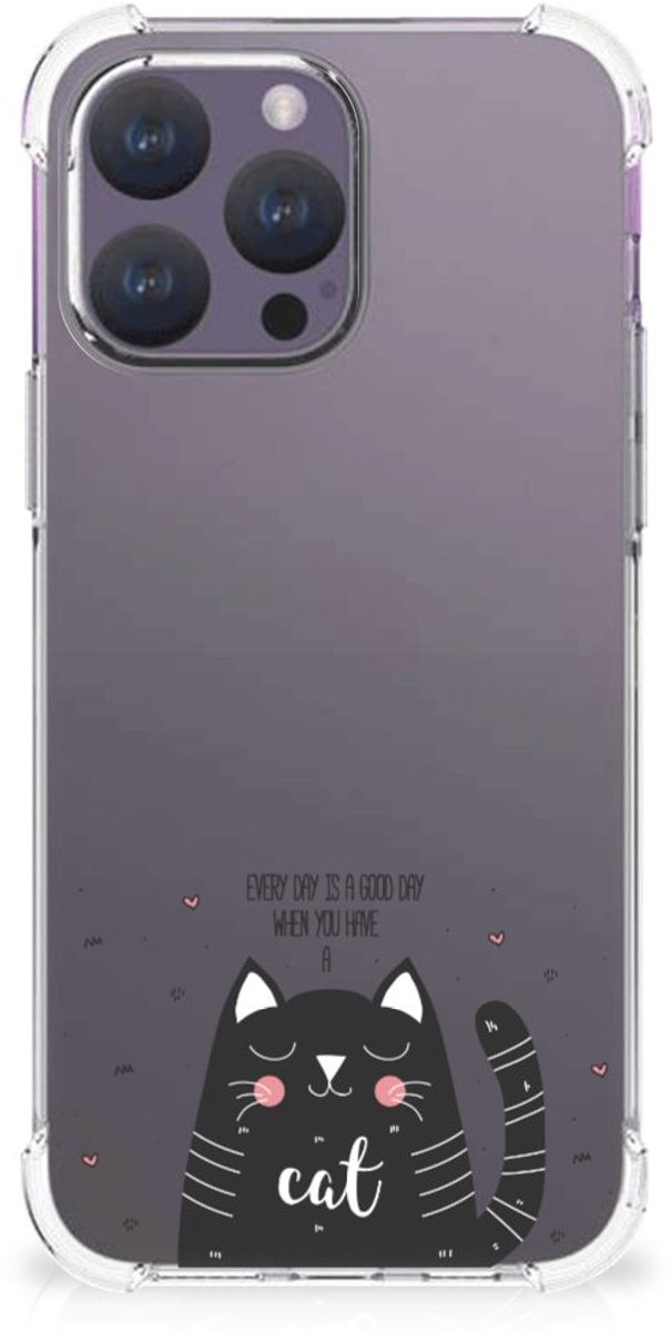 iPhone 15 Pro Max Stevig Bumper Hoesje Cat Good Day