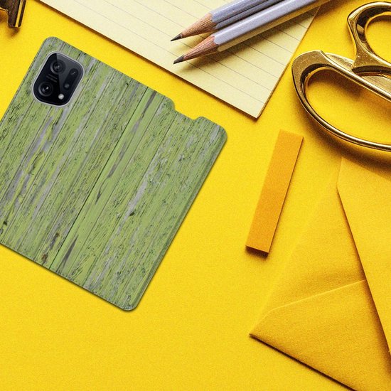 Étui pour téléphone OPPO Find X5 Étui portefeuille Vert Wood