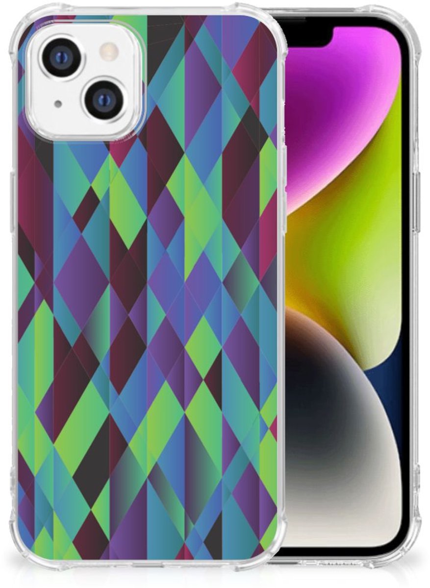 iPhone 14 Shockproof Case Abstract Green Blue