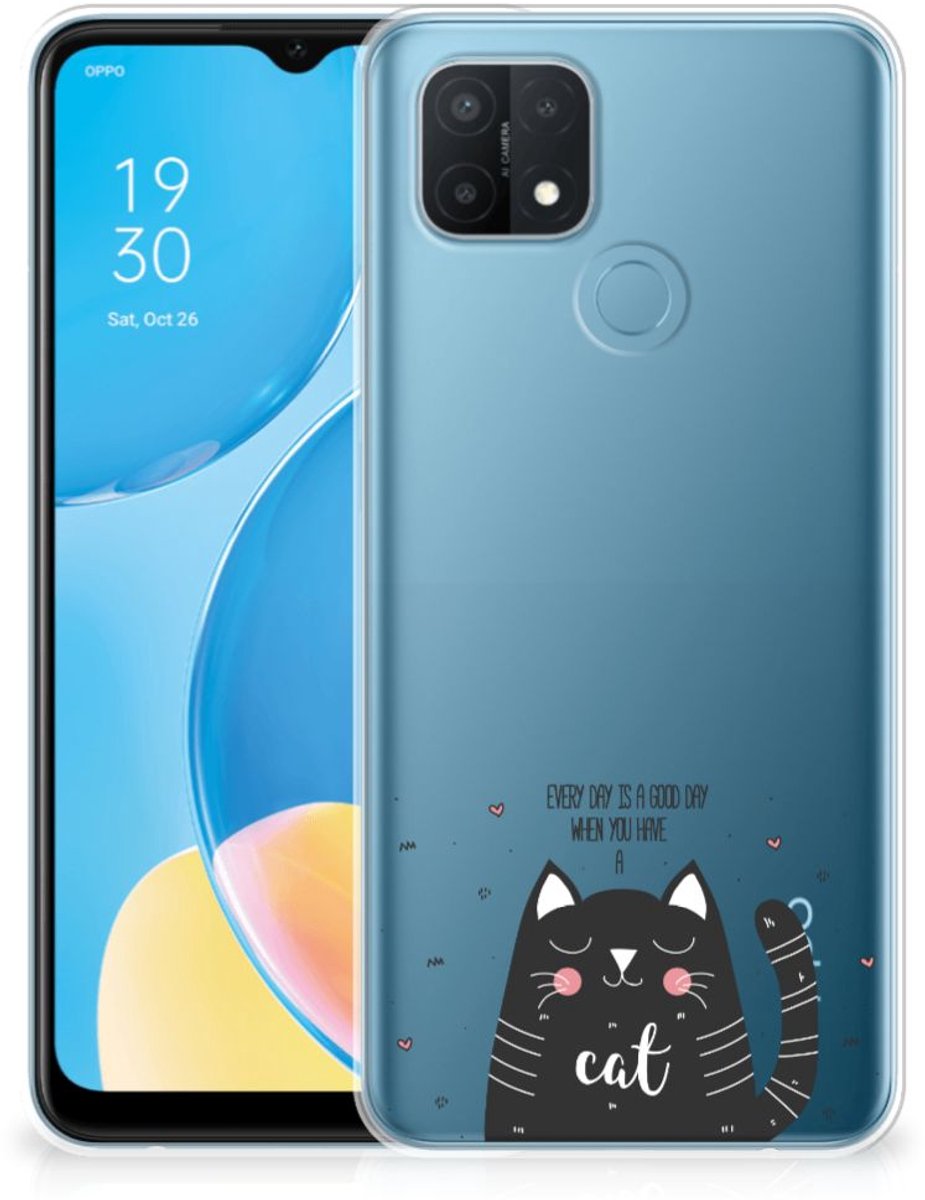 OPPO A15 Telefoonhoesje met Naam Cat Good Day