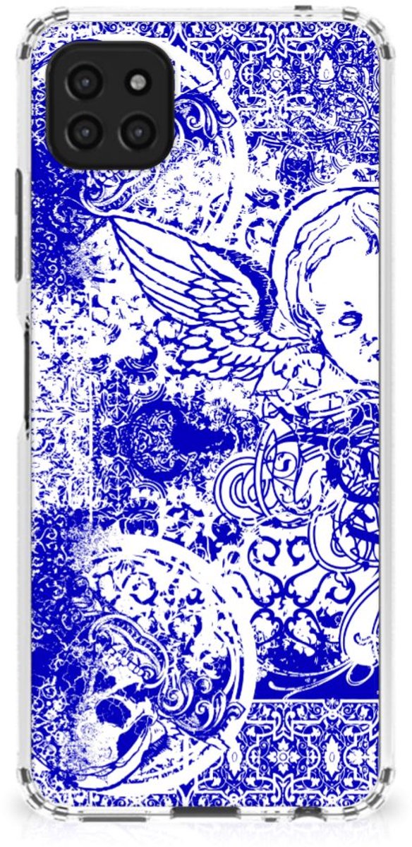 Extreme Case Samsung Galaxy A22 5G Angel Skull Blauw