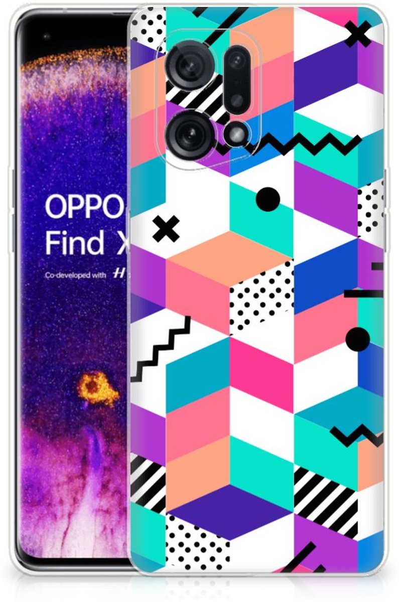 OPPO Find X5 TPU Hoesje Blokken Kleurrijk
