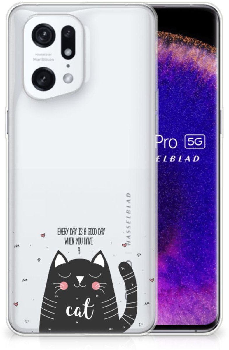 OPPO Find X5 Pro Telefoonhoesje met Naam Cat Good Day