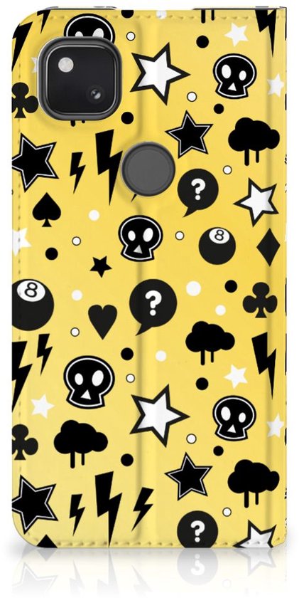 Etui Portefeuille Google Pixel 4a avec Porte-Cartes Punk Yellow