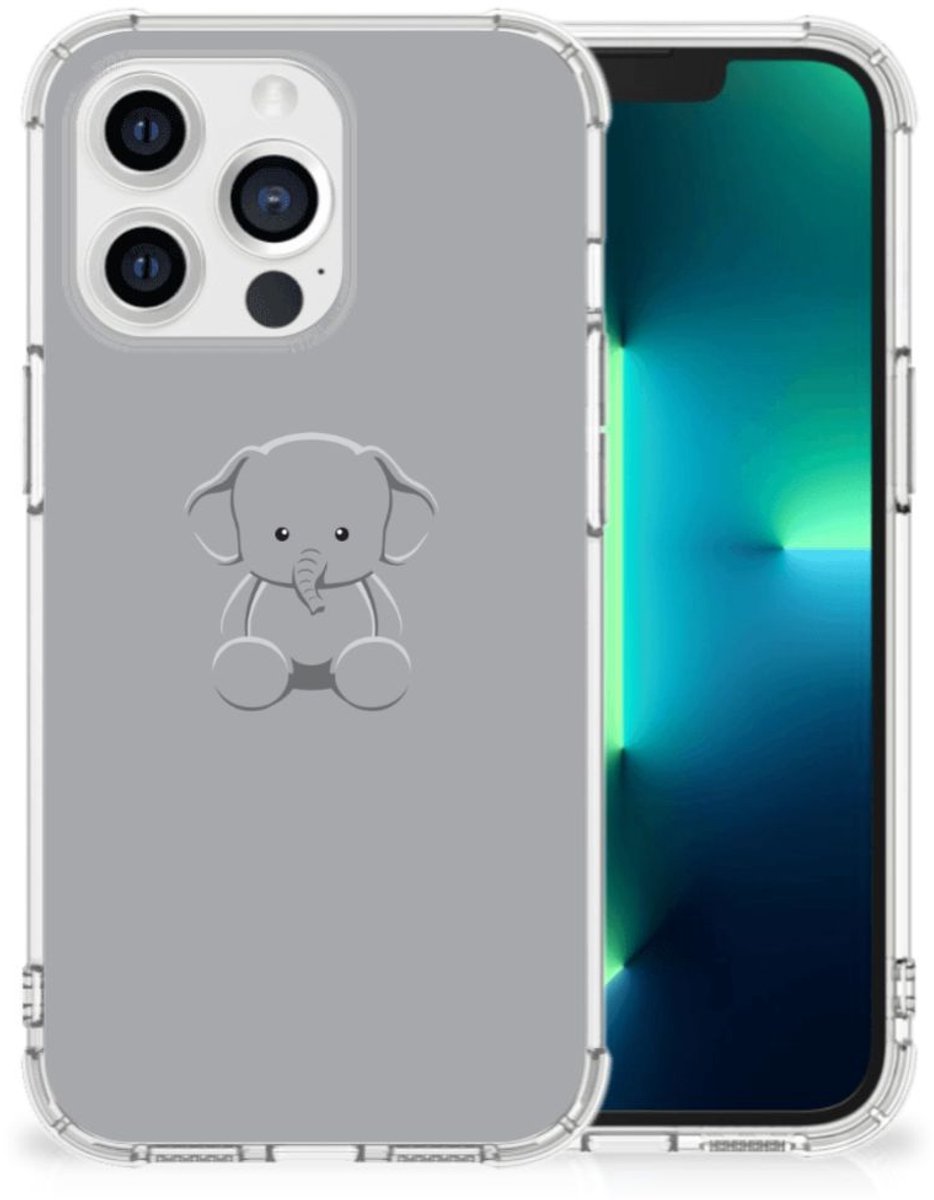 Apple iPhone 13 Pro Stevig Bumper Hoesje Grijs Baby Olifant