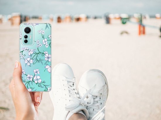 Bumper Housse Etui pour Xiaomi 12 Lite Coque Téléphone Fleur Blanche