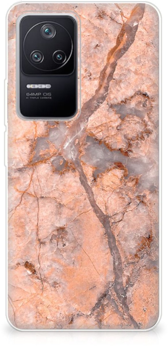Xiaomi Poco F4 TPU Siliconen Hoesje Marmer Oranje