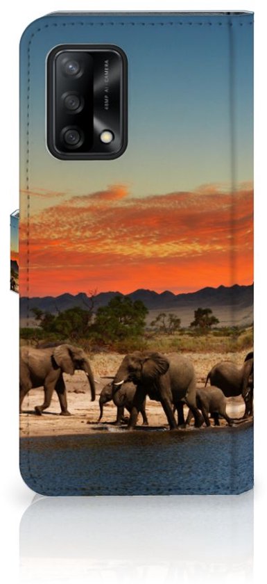 Etui portefeuille OPPO A74 4G Couverture de téléphone Éléphants